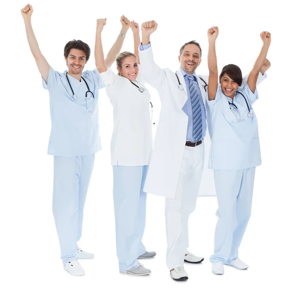 Grupp läkare firar framgångar — Stockfoto