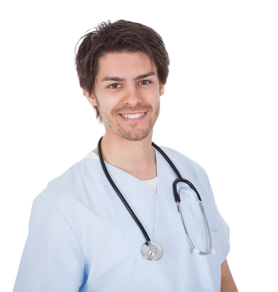 Self-assured doctor with stethoscope — Stock Photo, Image