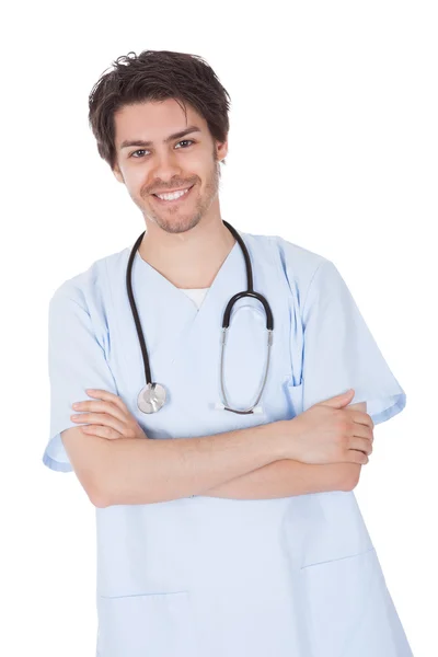 Självsäker läkare med stetoskop — Stockfoto