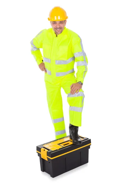 Портрет рабочего в спасательной куртке — стоковое фото