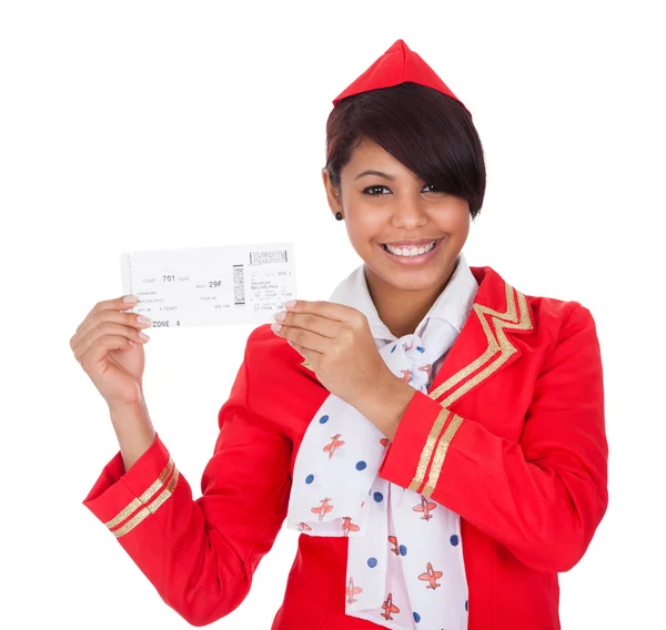 Porträt einer jungen schönen Stewardess — Stockfoto