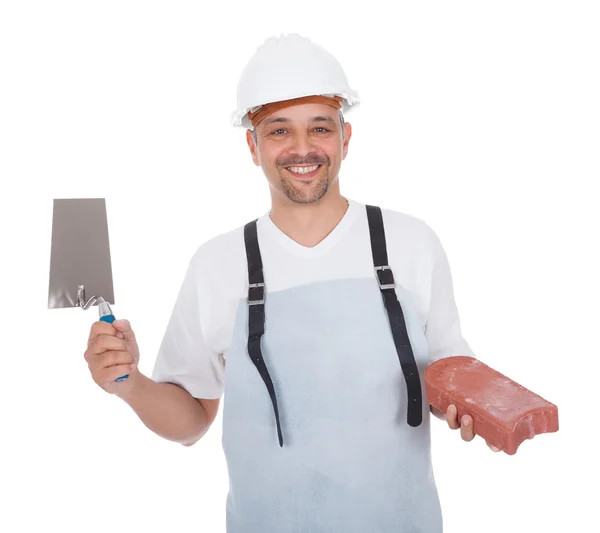 Portrait of smiling bricklayer — Stock Photo, Image