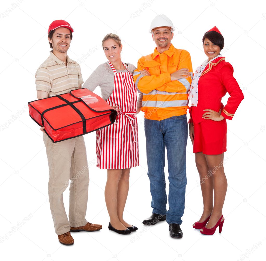 Diverse group of smiling workers