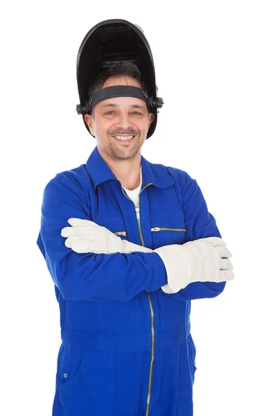 Portrait of confident welder in the mask — Stock Photo, Image