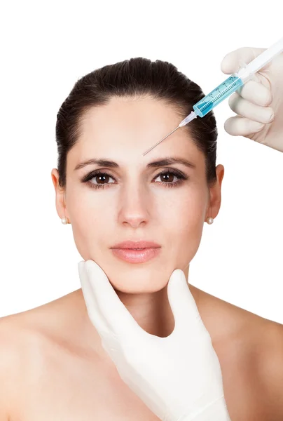 Kosmetyczka robi zastrzyk twarz kobiety — Zdjęcie stockowe