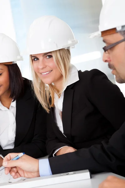 Woman architect at the meeting — Stock Photo, Image