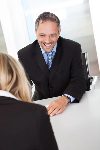 Successful businessman at the interview — Stock Photo, Image