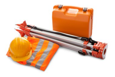 Survey equipment in carrying case clipart