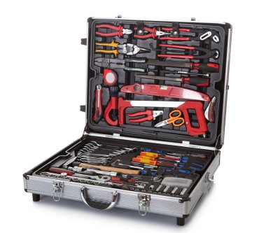 Suitcase full of various tools clipart