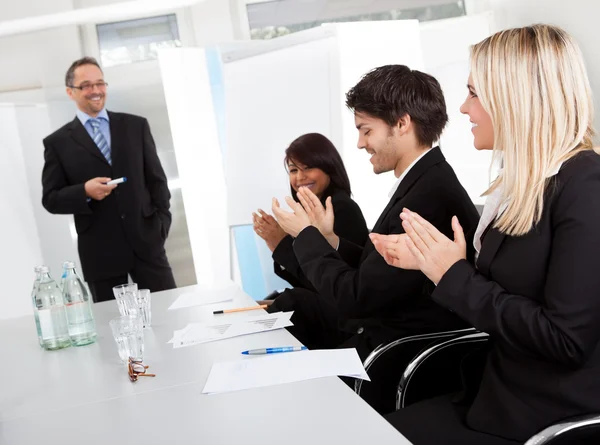 Business at presentation applauding — Stock Photo, Image