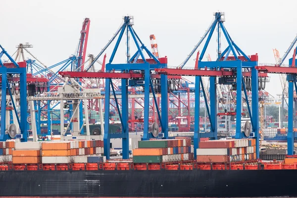 stock image Container ship in port terminal