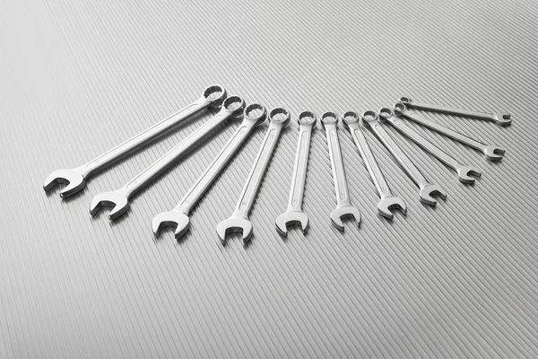 Zestaw narzędzi metalowych klucz — Zdjęcie stockowe