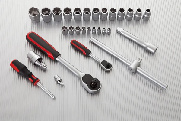Conjunto de ferramentas de chave metálica — Fotografia de Stock