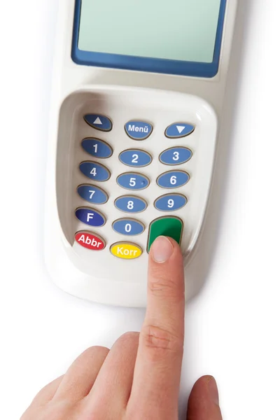 Bank terminal with card reader — Stock Photo, Image