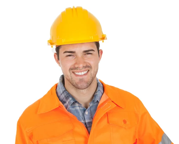 Porträtt av arbetstagaren bär säkerhet jacka — Stockfoto