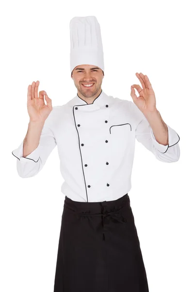 Porträt eines glücklichen Kochs — Stockfoto