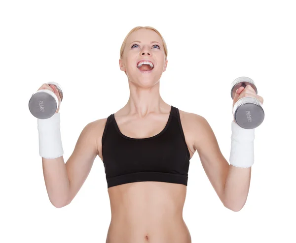 Fitness woman doing weight training — Stock Photo, Image