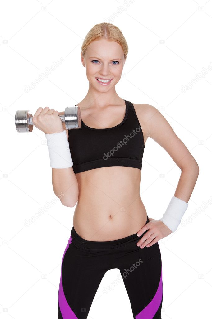 Fitness woman doing weight training