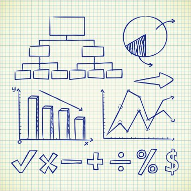 Set of info chart doodle clipart