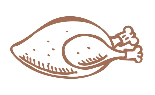 Doodle de carne de frango — Vetor de Stock