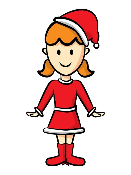 Jolie fille portant le costume de Père Noël — Image vectorielle