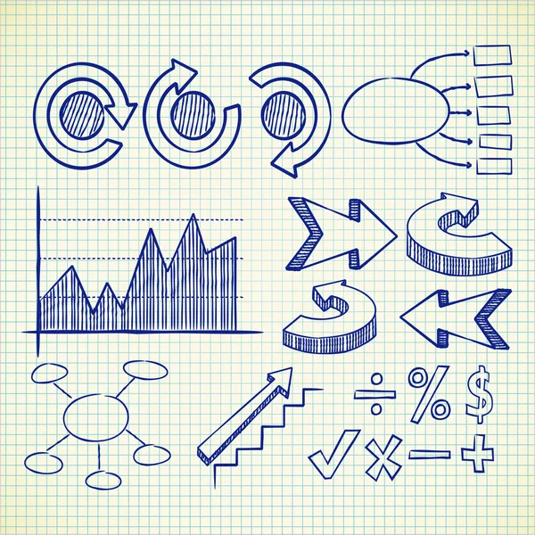 Set of info chart doodle — Stock Vector