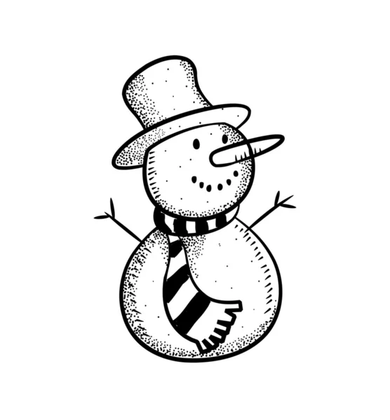 Boneco de neve no estilo doodle — Vetor de Stock