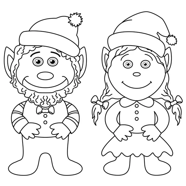 Gnomes, boy and girl, outline — Stock Photo © alexcoolok #11472228