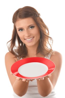 Woman with plate clipart