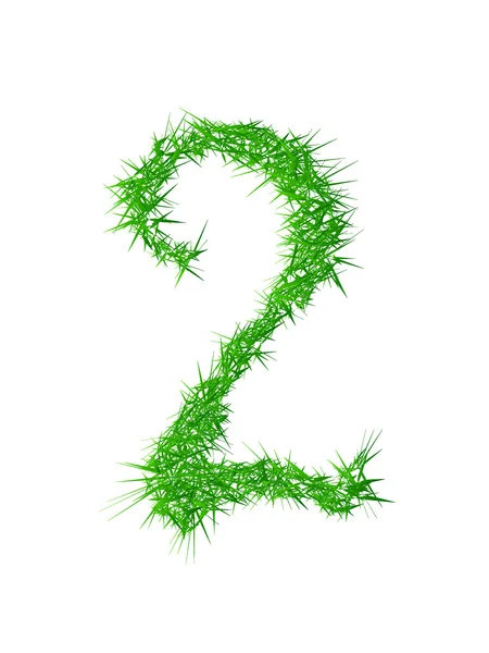Number 2, grass texture — Stock Vector
