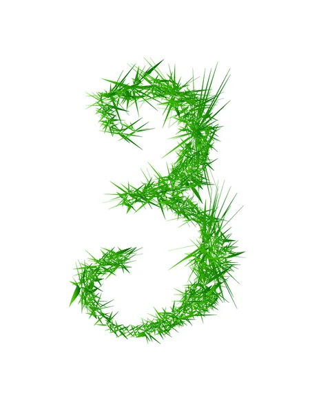 Číslo 3, textury trávy — Stockový vektor