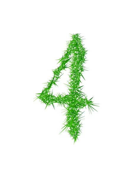 Number 4, grass texture — Stock Vector