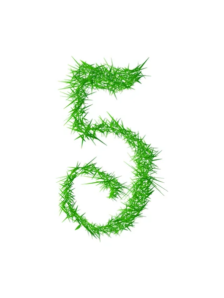 Number 5, grass texture — Stock Vector