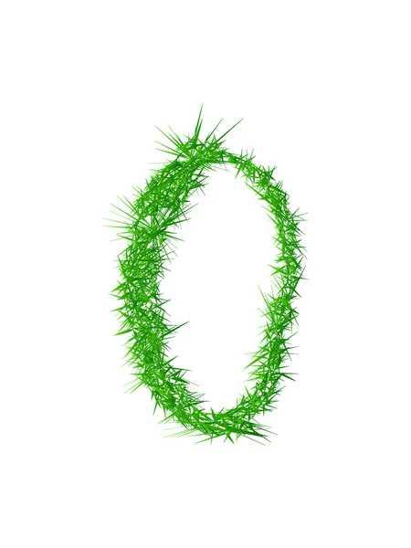 Number zero, grass texture — Stock Vector