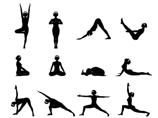 Asanas de yoga — Archivo Imágenes Vectoriales