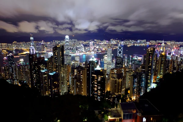 Hong Kong om natten – stockfoto