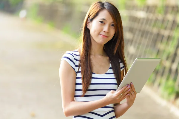stock image Woman using tablet computer
