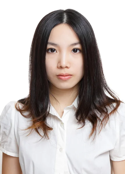 白色背景的年轻亚洲女人 — 图库照片