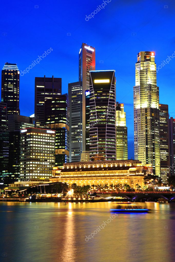 Singapore city skyline at night Stock Photo by ©leungchopan 11721410