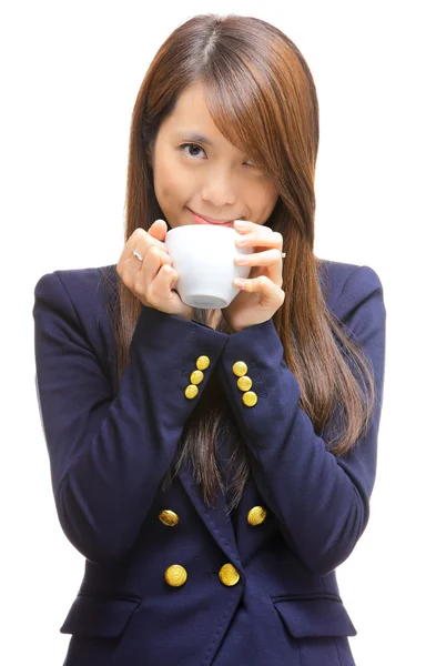 Woman with a cup — Stock Photo, Image