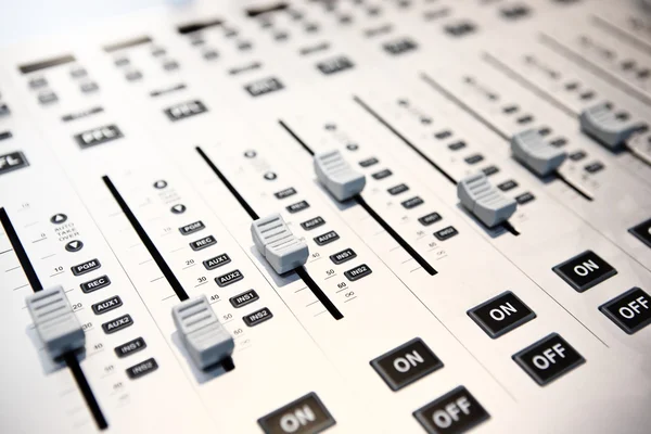 Controls of audio mixing console — Stock Photo, Image