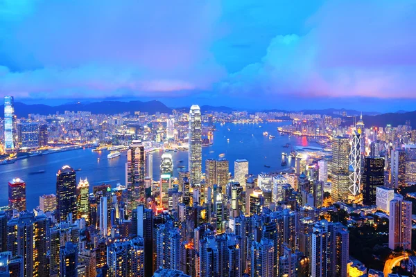 Hong Kong noční pohled — Stock fotografie