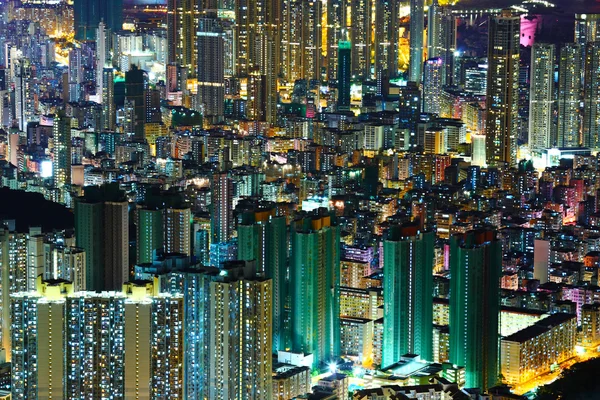 Downtown in Hong Kong view from high at night — Stock Photo, Image