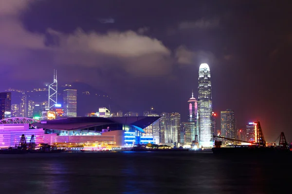 Гонконг місто ніч — стокове фото