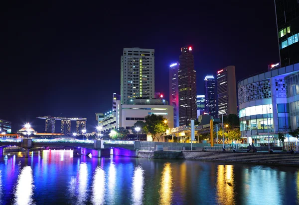Singapore skyline città di notte — Foto Stock