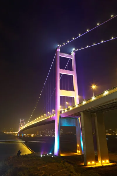 Tsing Ma Bridge at night — Stock Photo, Image