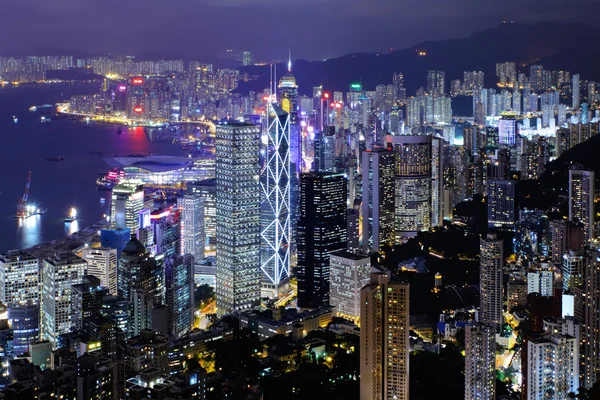 Hong Kong panorama v noci — Stock fotografie