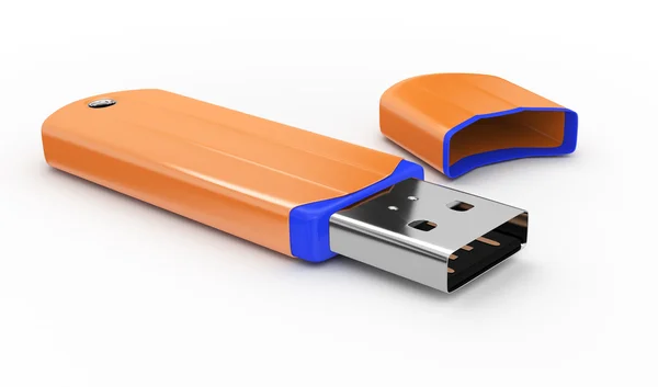 Laranja unidade flash USB — Fotografia de Stock