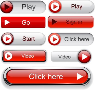 Play high-detailed modern buttons. clipart