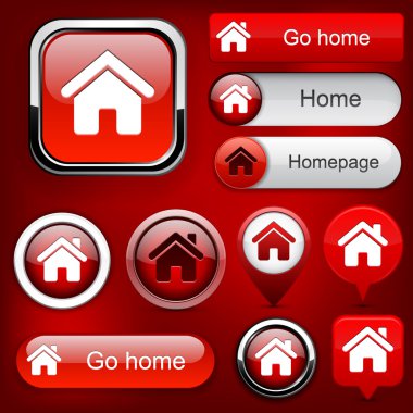 Home high-detailed web button collection. clipart